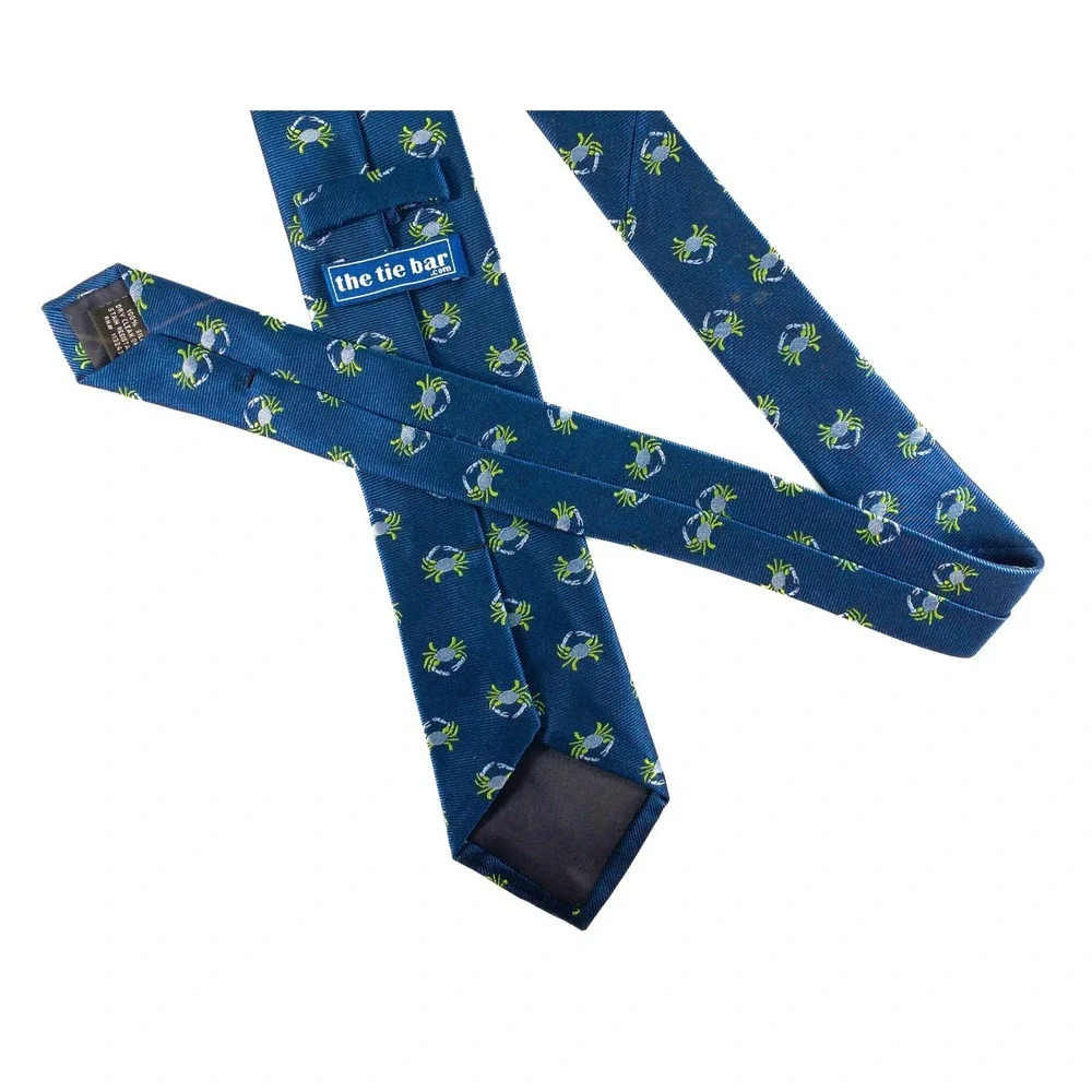 The Tie Bar, Novelty Crab Fine Ribbed Embroidered Jacquard Faille, silk,  61x3